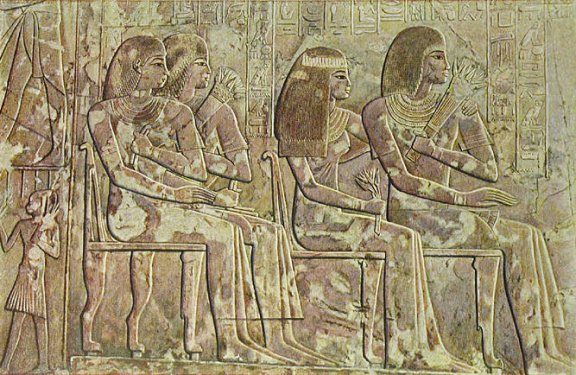 A representation of Ramose seated beside his wife Ptahmeryt