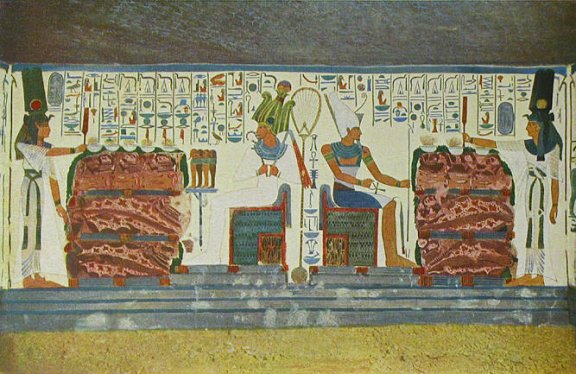 Nefertari Presents Offerings To Tum And Osiris